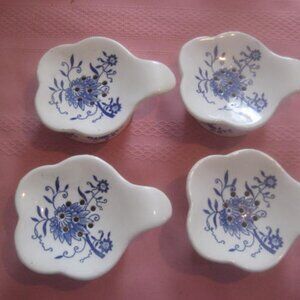 Vintage Tea Bag Holders Blue & White Lot Of 4 2 Piece Blue & White